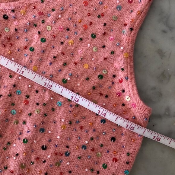 CYNTHIA STEFFE Bead Sequin Coral 3/4 Sleeve Twin Set Medium Vintage - Picture 14 of 17